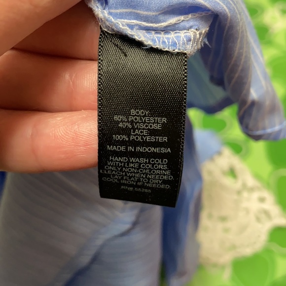 Blue & White Striped Lacey Express Top Size Large - Picture 7 of 7